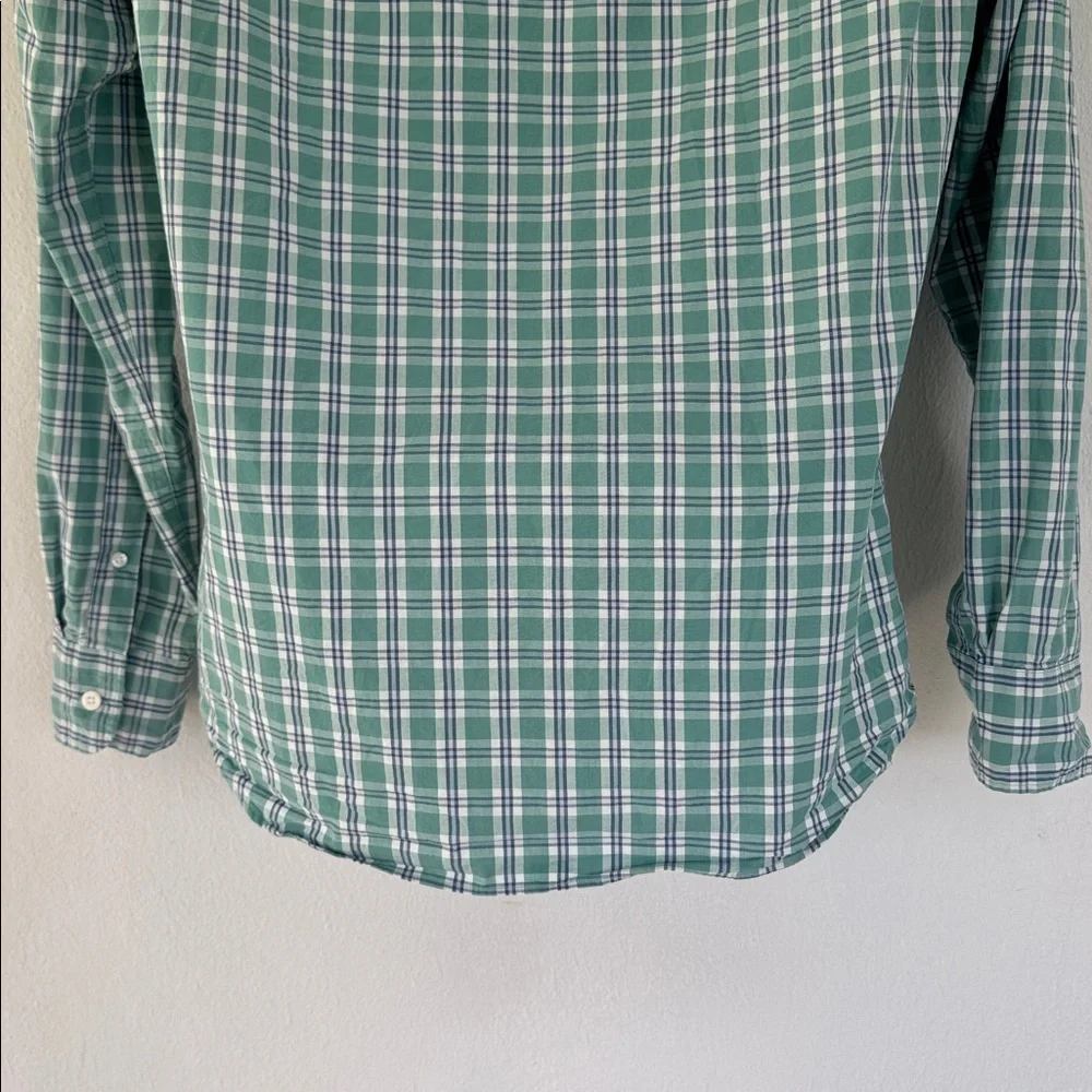 J. Crew mint green plaid flex washed slim fit button down dress shirt medium